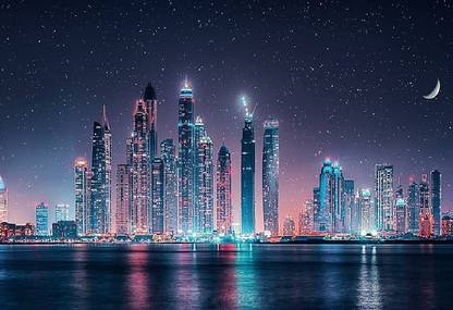 nzQTM2QK dubai skyline starry sky at night ultra hd wallpaper Poster Paper Print