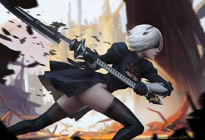 Wzxxytcj nier automata 2b nier automata thigh highs nier wallpaper Poster Paper Print