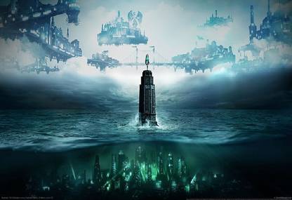 Jzj3CSmL bioshock tower columbia video games wallpaper Poster Paper Print