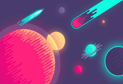 XvbMkZn0 vector planet abduzeedo 8 bit wallpaper Poster Paper Print