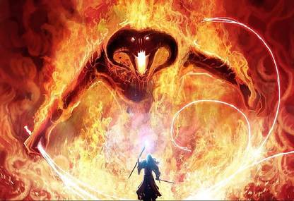 7ZkLRZVq gandalf the lord of the rings balrog fantasy art wallpaper Poster Paper Print
