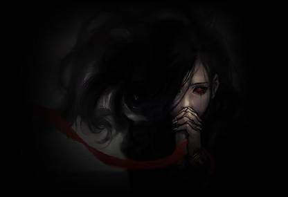 Nfbn3N8L horror blacked out eyes anime girls red eyes wallpaper Poster Paper Print