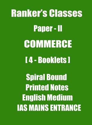Ranker's Classes Commerce Paper 2 Printed Notes In Spiral Format For IAS Mains