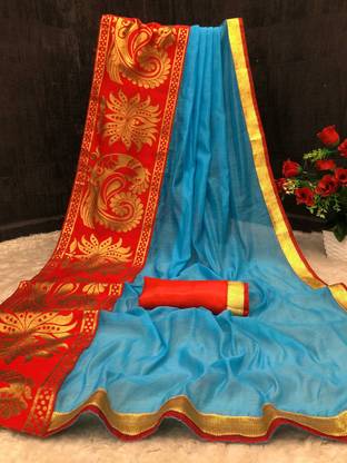 PARI DESIGNER Chanderi Cotton Blend Saree with Unstitched Blouse