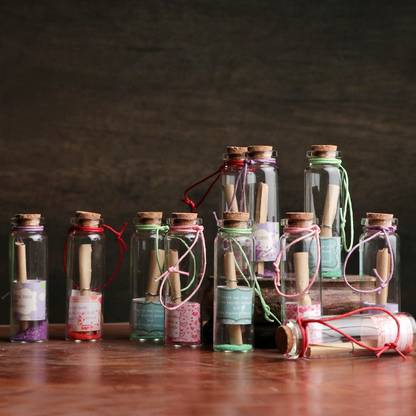 Floweraura Decorative Affectionate 12 Love Glass Jar Letters Gift's For Valentine Decorative Showpiece  -  8 cm