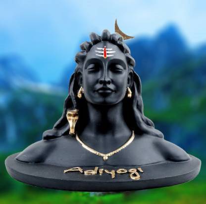 Adnate Adiyogi Shiva Statue for Car Dashboard, Shankara for Home & Office Decor, Black Decorative Showpiece  -  10 cm