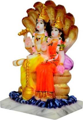 A one Marble Handicrafts Vishnu & Laxmi Marble Murti/Laxmi Narayan Murti /Vishu Marble Idol Decorative Showpiece  -  16.5 cm