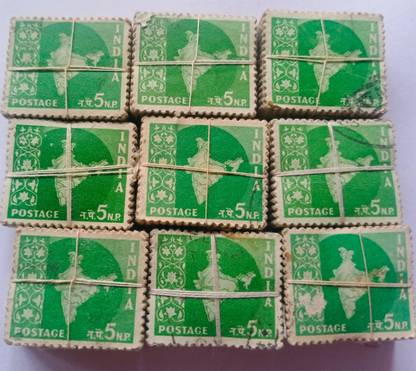 MANMAI COINS 10 X 100 = 1000 Stamps - ASHOKAN INDIAN MAP - Definitive - 1958 - india Stamps