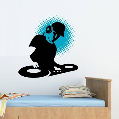 Nilaya by ASIAN PAINTS 0 cm DJ Music, Multicolor Vinyl Wall Removable Sticker