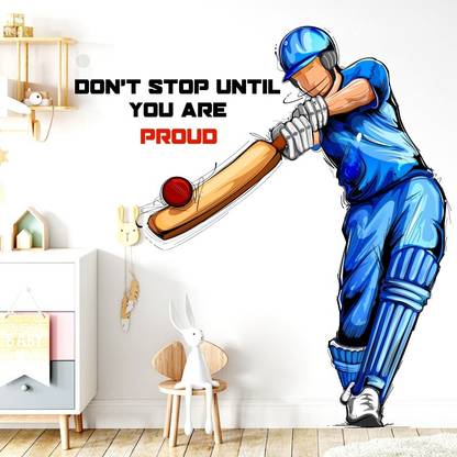 CAVE ART Cricket - Batsman - Inspirational - Motivation - Quote - Wall Sticker - CA027