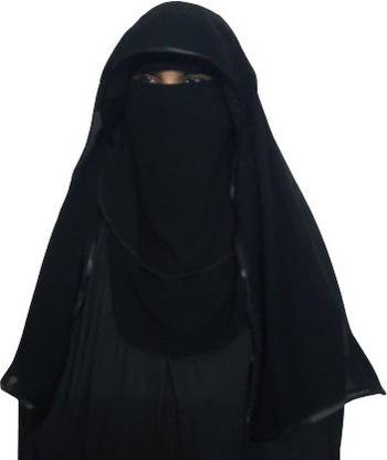 A One FRONT FLAP & BLACK BORDER 80cm x 70cm SOFT & SMOOTH 4 LAYER NOSE PIECE FOR BURQA बुर्का