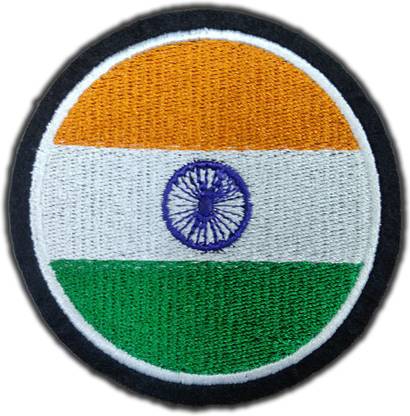 Patched Up India Flag Cirlce Embroidered Applique Patch
