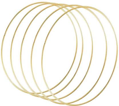 ROSE AHMED Large Metal Floral Hoop Wreath Macrame Gold Craft Hoop Rings