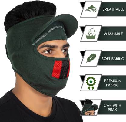 IM UNIQUE Green Helmet Skull Cap for Men & Women