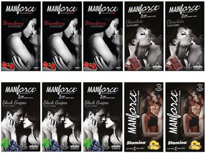 MANFORCE Combo Pack(Strawberry 3, Balckgrapes 3, Chocolate 2 & Pineapple 2) 100Count Condom