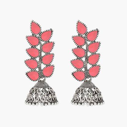 rich & famous Oxidised Plated Leaf Design Jhumki Earrings For Women Zinc Jhumki Earring