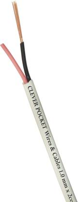 CLEVER POCKET 2 core Twin Flat Copper Wires & Cables with Double Layer pvc Insulation 1 sq/mm Pink, Grey, White 10 m Wire