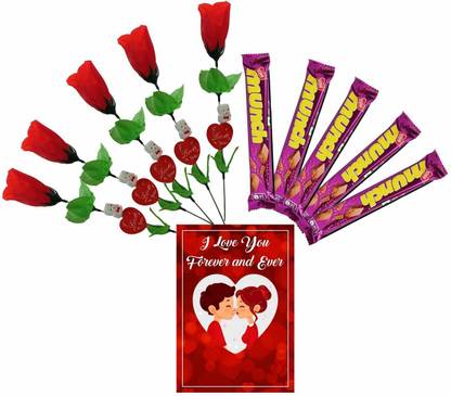 Flipkart SmartBuy Valentine Day Artificial Flowers with Chocolate Gift Combo with Greeting Card Assorted Gift Box