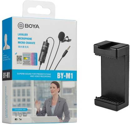 BOYA BY-M1 with Mount3 for phone and LED Omnidirectional Lav Condenser Microphone