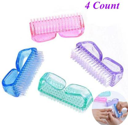 Belicia 4 Pcs/Pack Women and Men's Handle Grip Nail Brushes Hand