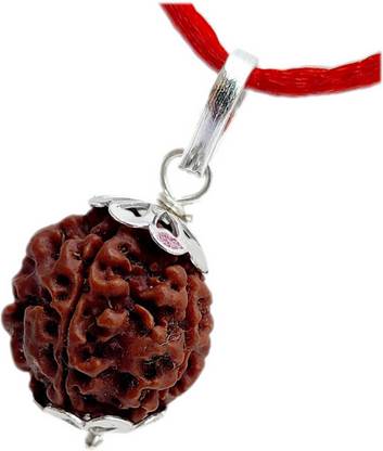 प्रियांशु नवरत्न 5 Face Certified 5 Mukhi Rudraksha Pendant Original Silver Plated Locket Silver Beads मेटल पेंडेंट