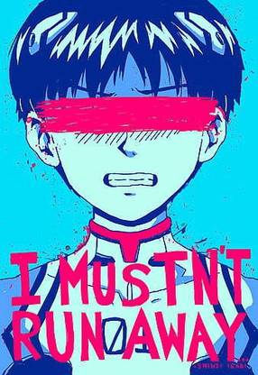 Neon Genesis Evangelion Blushing Plugsuit Censored Solo Simple Background 2D Anime Boys Matte Finish Poster Paper Print