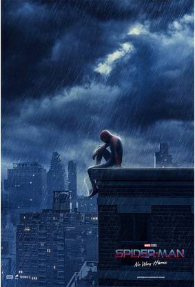 REDCLOUD Spiderman sad in rain wall poster Paper Print