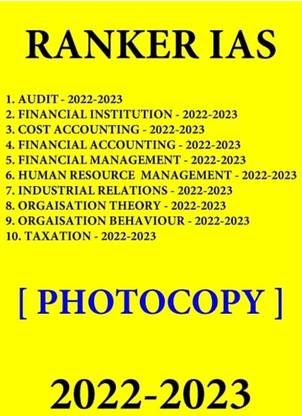 Rankers Ias Commerce Optional Printed Notes Letest 2022-2023 English Medium (Photocopy)