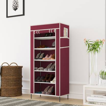 HUENISH Shoe Cabinet Rack Light Weight Foldable Shelves Storage Organizer for Home Metal Collapsible Shoe Stand