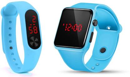 V&Y COMBO DIGITAL SKY BLUE LED BAND WATCH