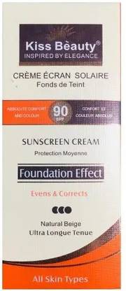 Kiss Beauty Sunscreen - SPF 90 SUNSCREEN CREAM (FOUNDATION EFFECT) EVENS & CORRECTS 65ML