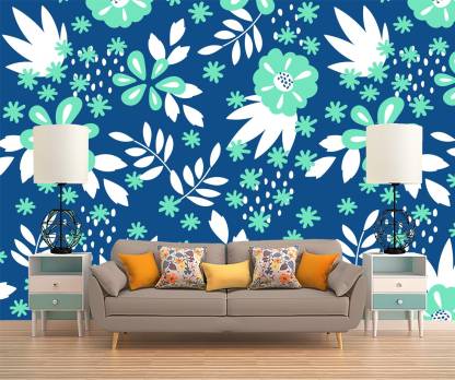 HD PRINT HOUSE Floral & Botanical Blue Wallpaper