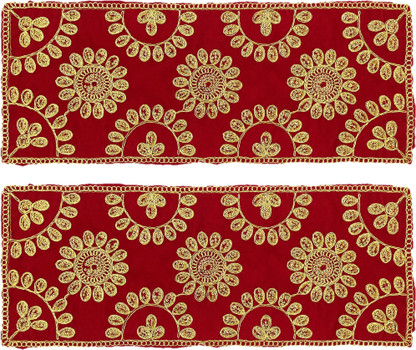 Rote Samt Pooja Aasan - Bestickte Gebetsmatten Für Zuhause