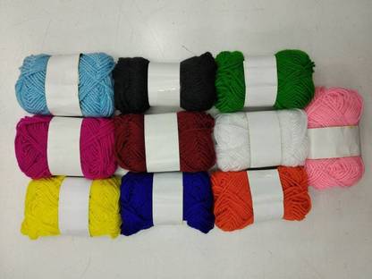 Lucknow Crafts Hand Knitting Art Craft Soft Crochet Hook Yarn,Thread Dyed Multicolor Pack Of 10
