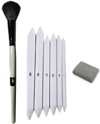 Craftacious Super Soft Blending Brush for Shading/Smudging + Paper Stumps + Kneadable Eraser