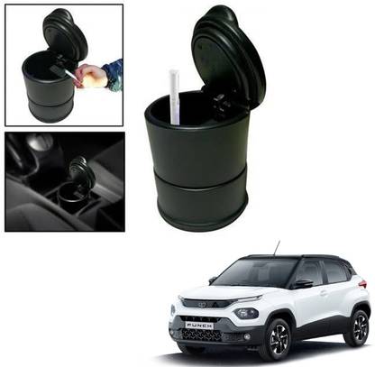 Etradezone Car Interior Black Ash Tray Blue LED For Tata Punch & Universal For All Cars Black Plastic Ashtray