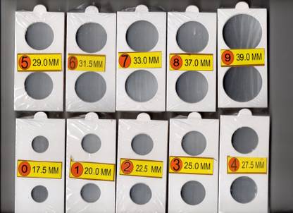 GOLD MINT 500 PCS Top Quality Coin Holders Pack of 10 Different sizes (0-9) Coin Bank