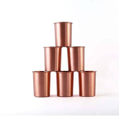 AtoZ by Ankur (Pack of 6) COPPER LAQUER COATING GLASS PACK OF 6 Glass Set Water/Juice Glass
