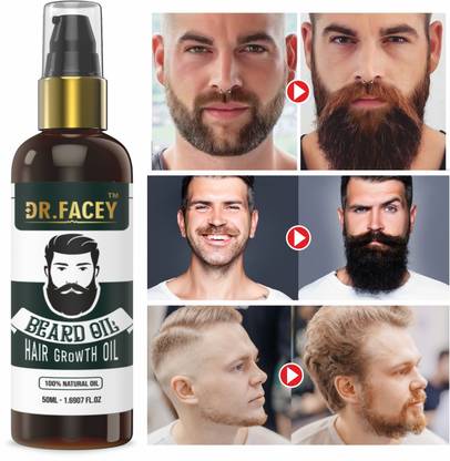 DR.FACEY Beard Oil For Men Fast Growth Advance-50ml,8 Natural Oils including Almond Oil, Vitamin E, Castor Oil & Jojoba Oil for Beard Growth Hair Oil