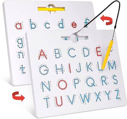 homenity Double Sided Magnetic Letter Board -2in1 Alphabet Magnets Tracing Board for kids