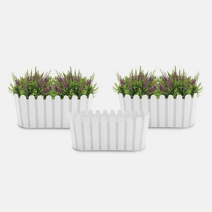 Sunvalley Fence Window Planter 14" In White Color Pack of 3 Plant Container Set