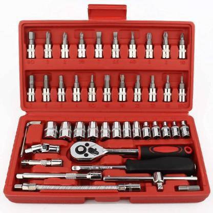VERAT 46 in 1 Pcs Tool Kit & Screwdriver and Socket Set Multi Purpose Long Handle Screwdriver Set