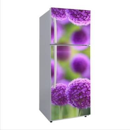 Crown Decals 61 cm Sky Decal Decorative purple Flowers with green & purple abstract background effect Extra Large Abstract Wall Fridge Sticker(pvc vinyl) Self Adhesive Sticker