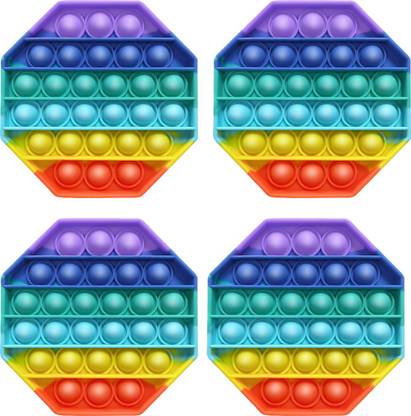 ShubhKraft Octagon Pop it Toy Set for Kids, Stress Relief for Adults & kids - Pack of 4 - 2 cm