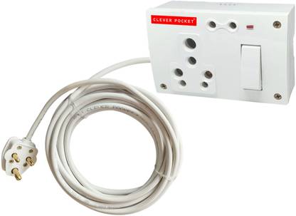 CLEVER POCKET (1+1) 6 amp to 16 amp Converter Extension Board with 3 M wire -1.0mm x 3core 1  Socket Extension Boards