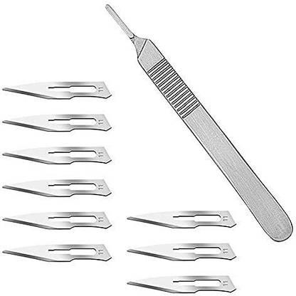 Forgesy 10 Sterile 11 Surgical Blades with Free 3 Scalpel Knife Handle Medical Dental Surgical Scalpel