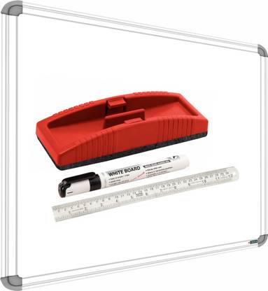 YAJNAS Non Magnetic 1.5x2 ft, Double Sided Writing White board & Chalkboard, Combo of 4 Items Whiteboards and Duster Combos