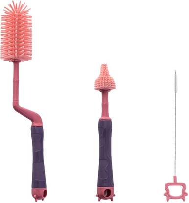 SYGA 3 Pcs Silicone Baby Bottle Brush Set, 360° Long Handle Water Bottle Cleaner