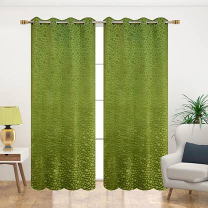 Lihoms Creation 213 cm (7 ft) Velvet Semi Transparent Door Curtain (Pack Of 2)