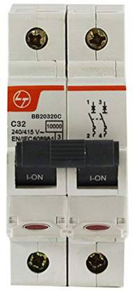 L&T 32A Double Pole 10KA C Curve Miniature Circuit Breaker ISI Mark MCB (Brown)- Pack of 1 BB20320C MCB